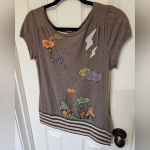 Monteau sz L large whimsical mushroom storm top